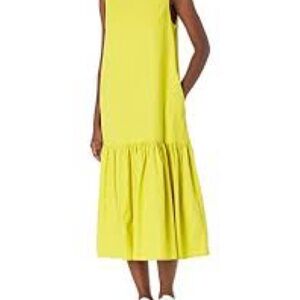 Lemon Midi Dress with Ruffle Hem